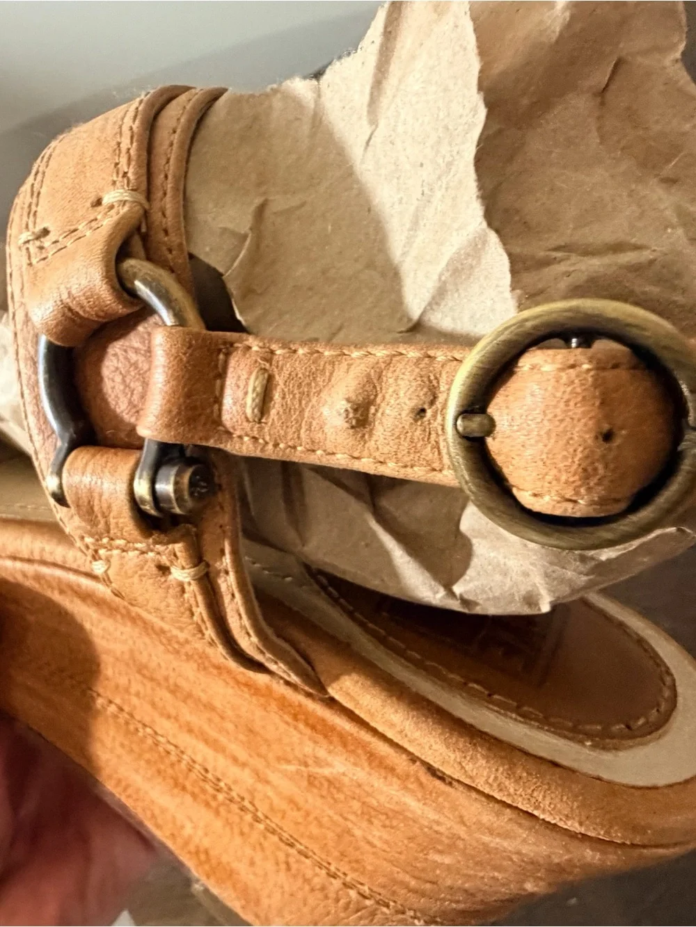 Frye Carlie Sling Wedge Sandels Size 6.5